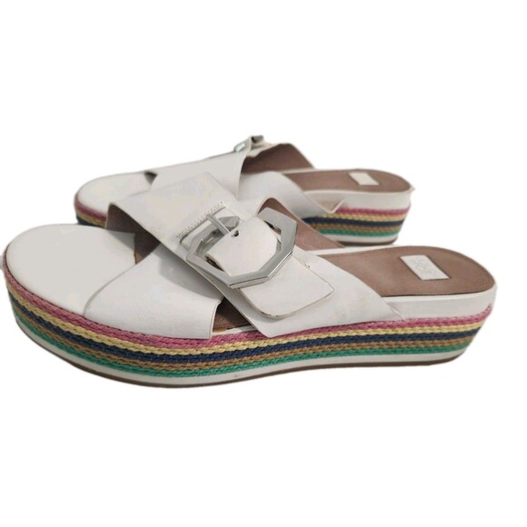 Louise et Cie Shoes - LOUISE ET CIE Cassia Platform Sandals Shoes White Rainbow Trim Womens Size 9